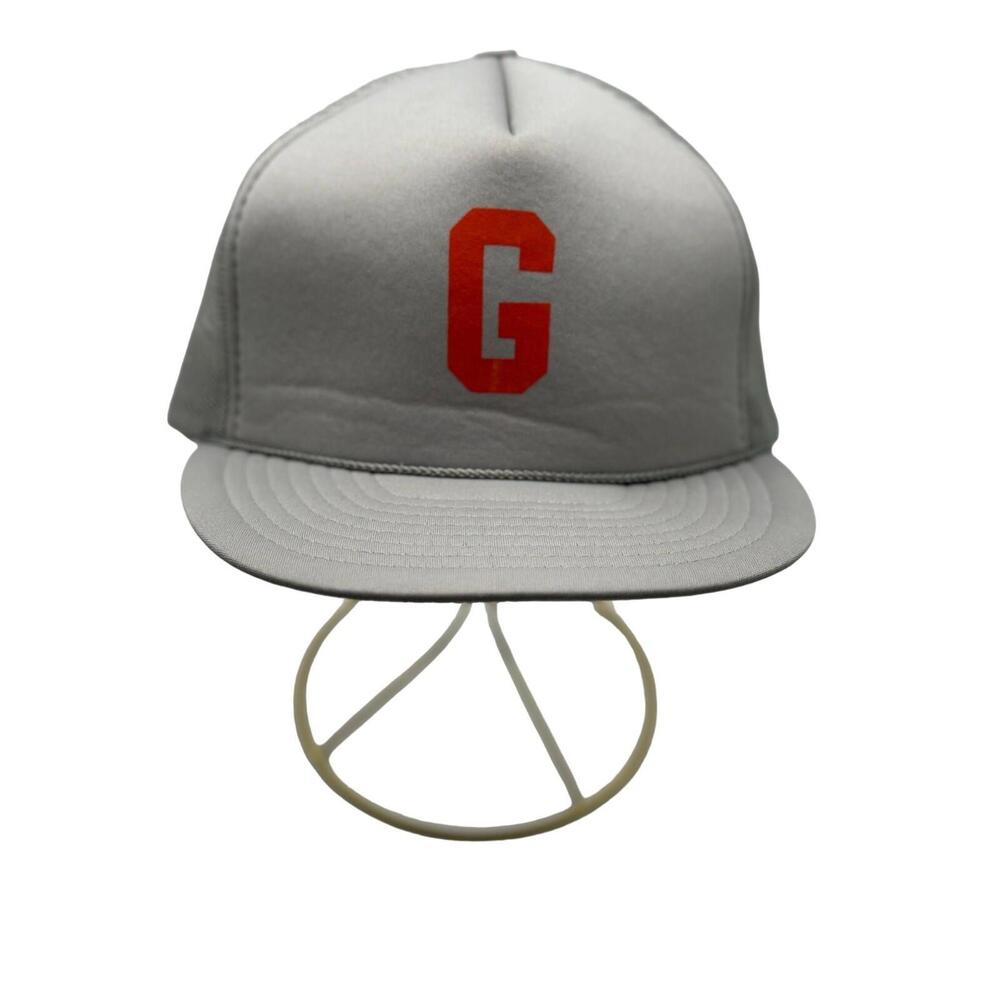 Vintage Mens Gray Mesh Foam Baseball Trucker G Logo Print Hat Cap 100% Polyester